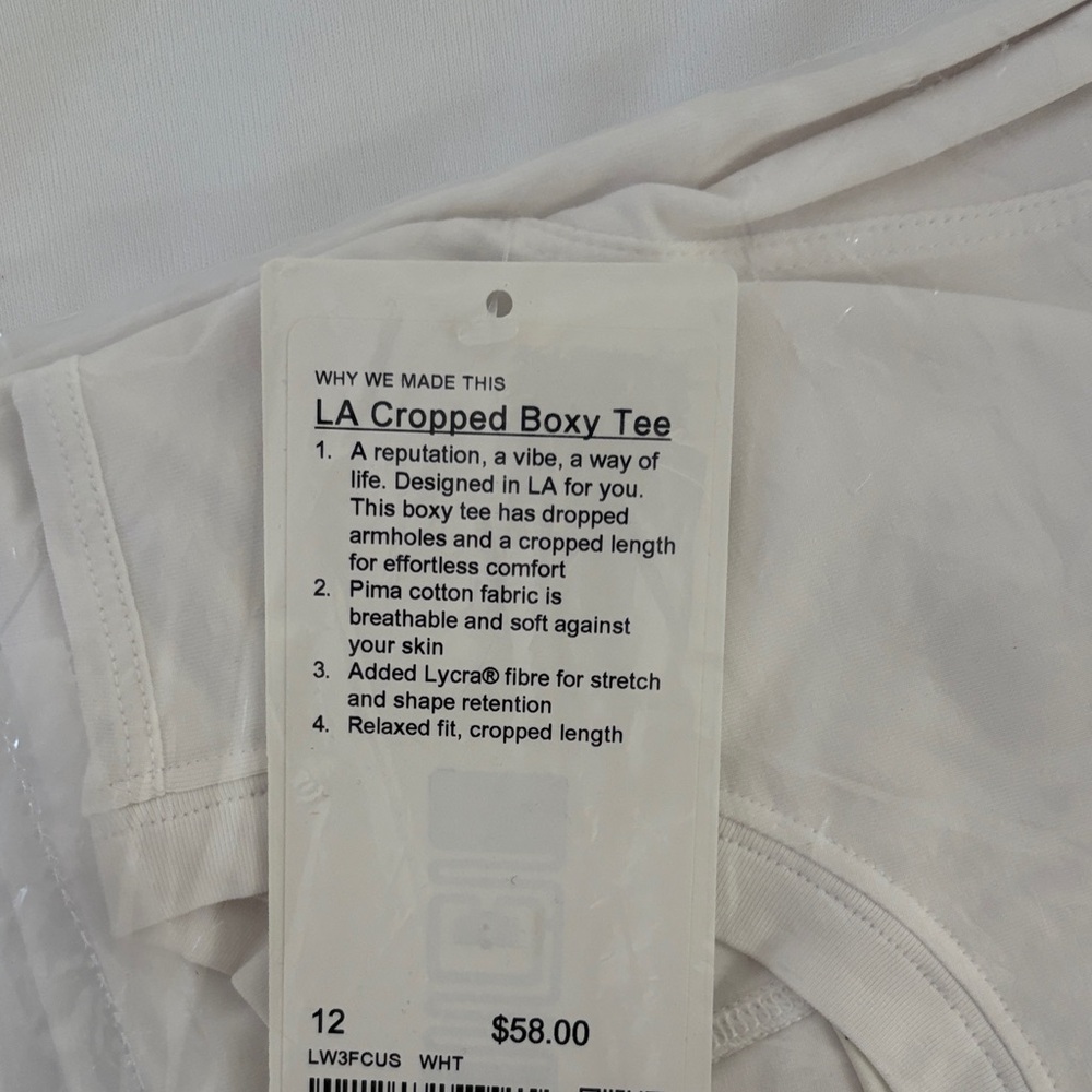 Lululemon Athletica Cream Cropped Tee